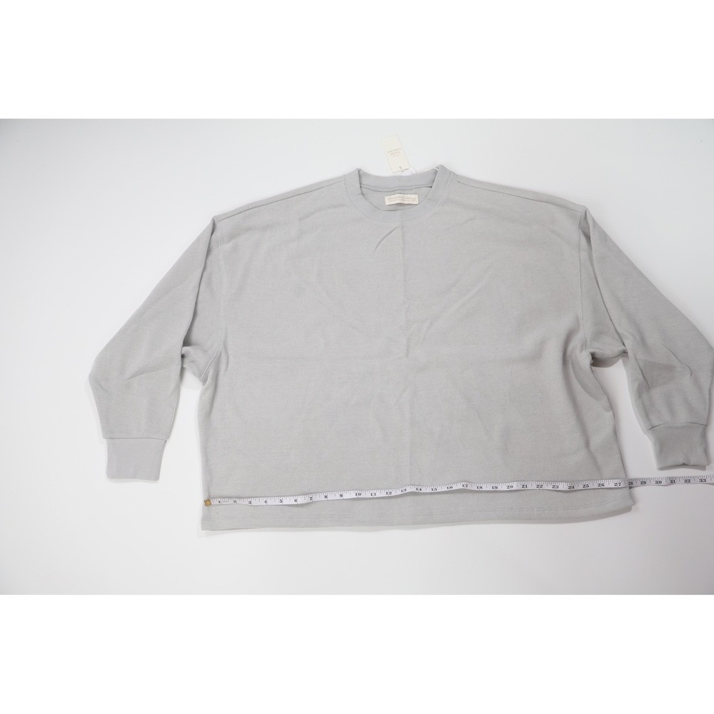 Abercrombie & Fitch Lounge Waffle Knit Top L/XL Grey Oversized Crewneck Casual